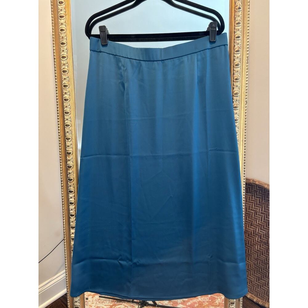 Candace Cameron Bite Pull In Satin Skirt, Peacock Blue, L